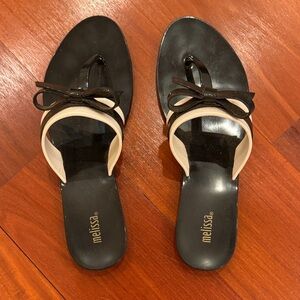 Melissa Black and Cream Bow Sandals